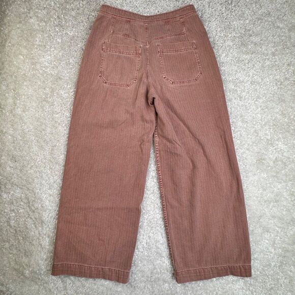 Free People Clean Mod Utility High Waist Wide Leg Crop Pant Mauve Pink - Picture 3 of 8